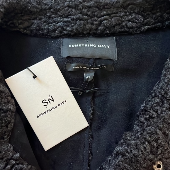 NWT Something Navy Long Black Coat - Picture 6 of 7